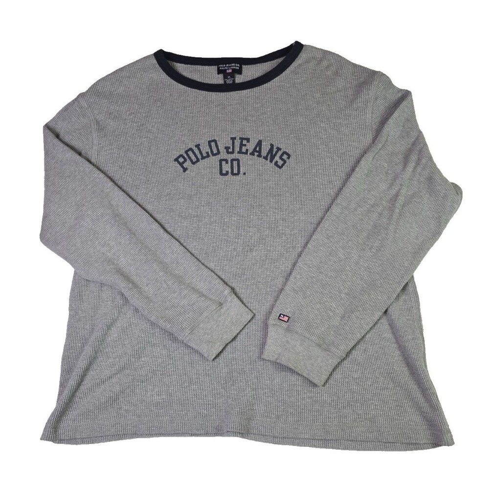Vtg 90s Ralph Lauren Mens XL Spell Out Thermal Waffle Knit Long Sleeve T-Shirt